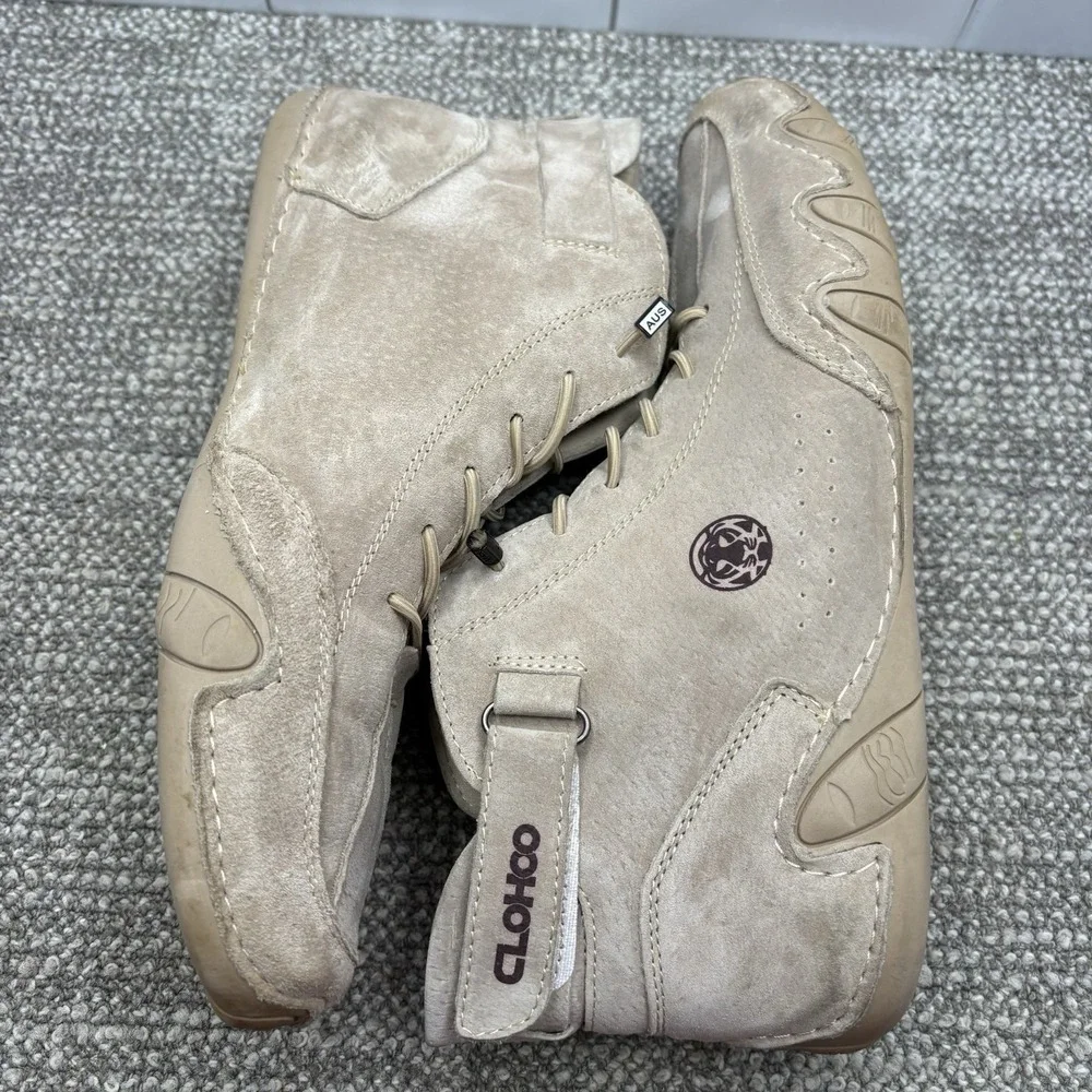 Clohoo Mens Beige Leather High Top Shoes Size 13 US‎ 48 Euro Ankle Casual Shoes